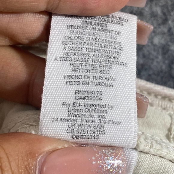 Free People Skirt 31 Beige Denim High Rise Distressed Mini Button Fly - Picture 9 of 11